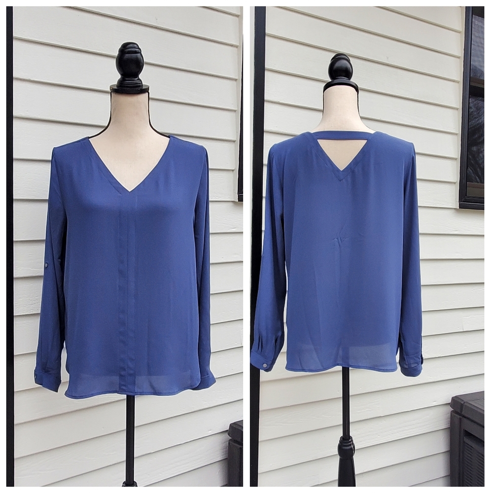 Loft V-Neck Open Bar-Back Blouse